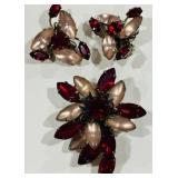 VINTAGE FLOWER BROOCH AND EARRINGS