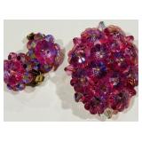 VINTAGE PINK RHINESTONE BROOCH AND EARRINGS