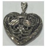 STERLING SILVER PUFFED HEART PENDANT 6.40GRS