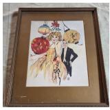 J2 - ART DECO ILLUSTRATION FRAMED 12X10" (L46)