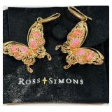 ROSS SIMONS ORANGE/GOLD BUTTERFLY EARRINGS