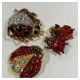 LADYBUG BROOCHES AND EARRINGS