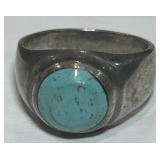 STERLING SILVER SIZE 11 TURQUOISE RING 13.60GRS