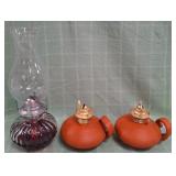 11 - THREE VINTAGE OIL LAMPS (D96)