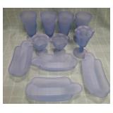 11 - PERIWINKLE/LAVENDER FROSTED MILK GLASS PIECES