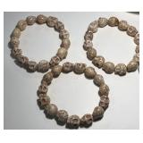 430 - 3 MENS WHITE BEADED SKULL BRACELETS (A8)