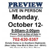 PREVIEW LIVE IN PERSON  - Monday, October 12th