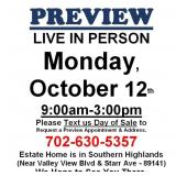PREVIEW LIVE IN PERSON  - Monday, October 12th