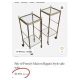 M - TWO BRASS & GLASS WHEELED CARTS (S2)