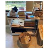 M - BOOKCASE, BOOKS, BASKETS, OFFICE SUPPLIES (M24