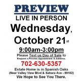PREVIEW LIVE IN PERSON - Wednesday, October 21st