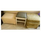 M - 2 OTTOMANS & STOOL W/ PADDED SEAT (L18)