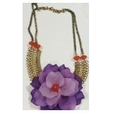 PURPLE FLOWERS LAYERED PETALS NECKLACE