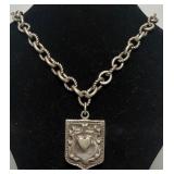 503 - VINTAGE STERLING SILVER SHIELD & CHAIN (B154