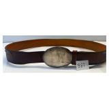 503 - VTG LEATHER BELT W/ STERLING SILVER BUCKLE