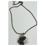 GUNMETAL FLOWER NECKLACE