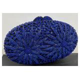 ROYAL BLUE CRYSTALAND RHINESTONES HARD SHELL BAG