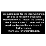 AUCTION RESCHEDULED!!!