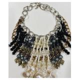 MULTI-STRANDS PEARL BEADS SHELL DROP NECKLACE