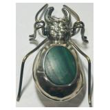 STERLING SILVER MALACITE BROCH 24.30GRS