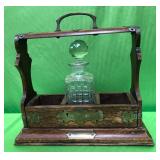 546 - ANTIQUE VICTORIAN OAK TANTALUS W/ DECANTER