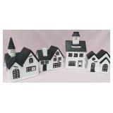 548 - BLACK & WHITE CERAMIC MINI VILLAGE HOUSES