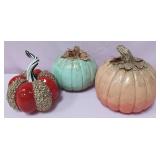548 - THREE DECORATIVE PUMPKINS (B43)