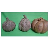 548 - THREE DECORATIVE PUMPKINS (A91)