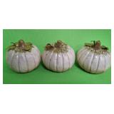 548 - THREE DECORATIVE PUMPKINS (A124)