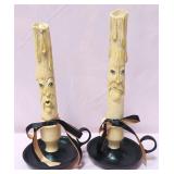 548 - JOE SPENCER FRICK & FRACK CANDLESTICKS (B5)