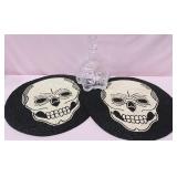 548 - TWO SKULL TABLE MATS & DECANTER (B36)