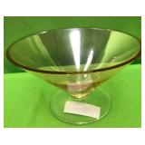 546 - HAND-BLOWN AMBER GLASS PEDESTAL BOWL