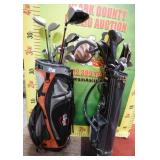 N - DOUBLE SET OF GOLD CLUBS W/BAGS