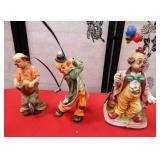 301 - 3 CERAMIC CLOWNS HOME DECOR
