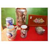 287 - LOT OF STEINS OLD CLOCK & MORE