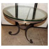 11 - ROUND GLASS TOP ACCENT TABLE
