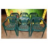 287 - SET OF 6 GREEN PLASTIC CHAIRS