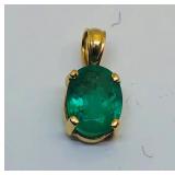 H608 14KT YELLOW GOLD EMERALD PENDANT
