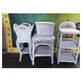 295 - GENTLY USED WHITE WICKER SHELVING SET