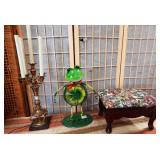 287 - HOME DECOR FROG CANDLEABRA & STOOL
