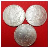 51 - TRIO OF MORGAN SILVER DOLLARS