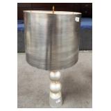 11 - SLEEK SILVER TONED TABLE LAMP & SHADE