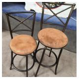 11 - PAIR OF PADDED STOOLS