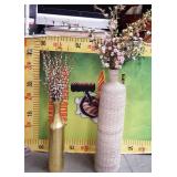 295 - PAIR OF TALL BOTTLE VASES W / FLORA