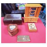 272 - JEWELRY BOX LOT & GOLD TONE PURSE