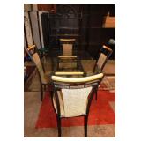 64 - VERY CLEAN GLASS TOP TABLE W/ PADDED CHAIRS