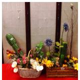 64 - TWO BASKETS W/ NEVER DIE FLORA