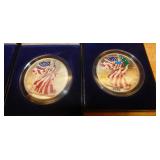 51 - 2 COLORIZED SILVER EAGLES