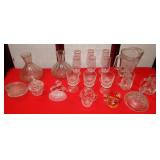N - GLASS PITCHERS VASE & CUPS