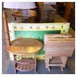 11 - WOOD ACCENT TABLE 4 TV STANDS & LAMP